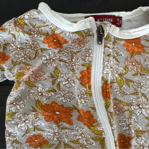 Milkbarn Baby Pajamas 6-9 Months Floral Bamboo Onesie Zip-Up Organic Sleepwear - Picture 2 of 5
